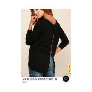 Lulu’s NWT Zip To My Lou Black Sweater Top, Never Worn